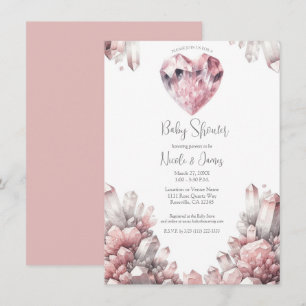 Roze Hart Rozenkwarts Liefdeskristal Baby Shower Kaart