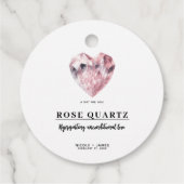 Roze Hart Rozenkwarts Liefdeskristal Bruiloft Bedankjes Labels (Achterkant)