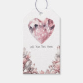 Roze Hart Rozenkwarts Liefdeskristal Feest Cadeaulabel (Voorkant)