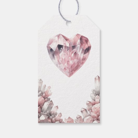 Roze Hart Rozenkwarts Liefdeskristal Feest Cadeaulabel (Achterkant)