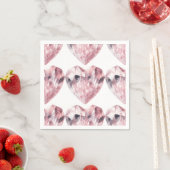 Roze Hart Rozenkwarts Liefdeskristal Feest Servet (Insitu)