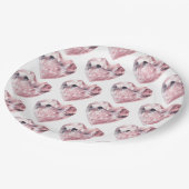 Roze Hart Rozenkwarts Liefdeskristal Feestje Papieren Bordje (Gekanteld)