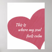Roze Hart Rustige Ziel Citaat Muurprint Poster (Voorkant)
