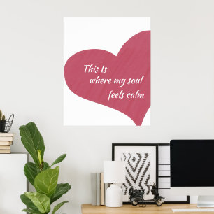 Roze Hart Rustige Ziel Citaat Muurprint Poster