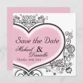 Roze hart save the date (Voorkant / Achterkant)