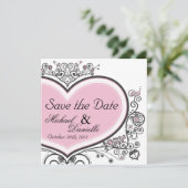 Roze hart save the date (Staand voorkant)