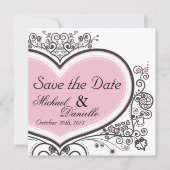 Roze hart save the date (Voorkant)
