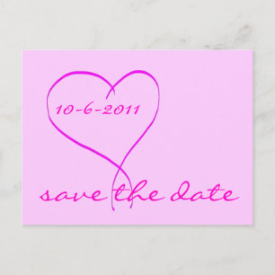 Roze hart save the date ansichtkaart aankondigingskaart