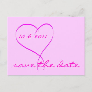 Roze hart save the date ansichtkaart aankondigingskaart