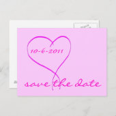 Roze hart save the date ansichtkaart aankondigingskaart (Voorkant / Achterkant)