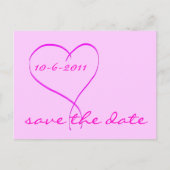 Roze hart save the date kaart (Voorkant)
