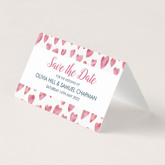 Roze Hart Save the Date Kaart (Voorkant)
