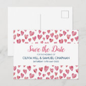 Roze Hart Save the Date Kaart (Voorkant / Achterkant)