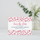 Roze Hart Save the Date Kaart (Staand voorkant)