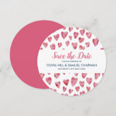 Roze Hart Save the Date Kaart (Voorkant / Achterkant)