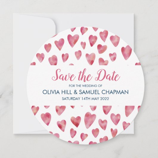 Roze Hart Save the Date Kaart (Voorkant)