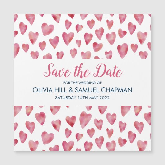 Roze Hart Save the Date Magneet (Voorkant)