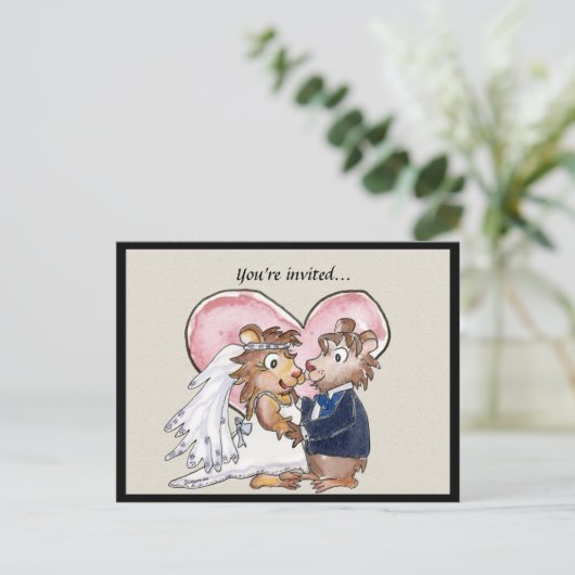 Roze Hart Schattigee bruiloft Save the Date Kaarte Aankondigingskaart (Staand voorkant)