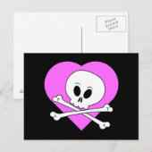 Roze Hart Schedel Briefkaart (Voorkant / Achterkant)
