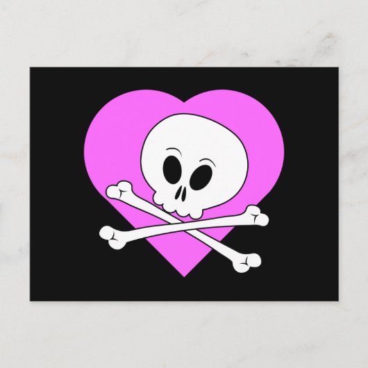 Roze Hart Schedel Briefkaart (Voorkant)