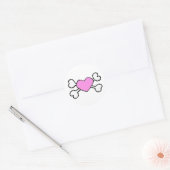 roze hart Schedel en gekruiste botten Ronde Sticker (Envelop)