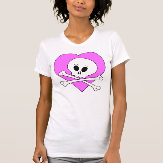 Roze Hart Schedel T-shirt (Voorkant)