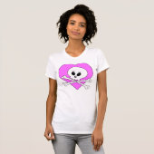 Roze Hart Schedel T-shirt (Voorkant volledig)