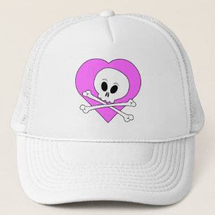 Roze Hart Schedel Trucker Pet