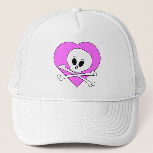 Roze Hart Schedel Trucker Pet (Voorkant)