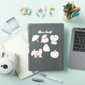 Roze Hart Sjaal Kat Paraplu Pompoen Sticker (iPad Cover)