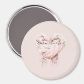 Roze Hart Sjaal Warm Hart Magneet (Voorkant / Achterkant)