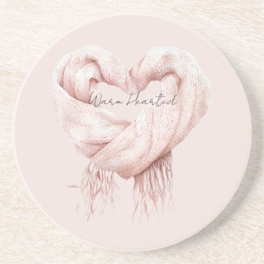 Roze Hart Sjaal Warm Hart Zandsteen Onderzetter (Voorkant)
