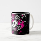Roze hart Skull & Botten Girls Cup Koffie Mok (Voorkant rechts)