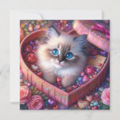 Roze Hart Snoep Doos Ragdoll Kitten Valentijn Feestdagenkaart (Voorkant)