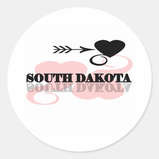 Roze Hart South Dakota Ronde Sticker (Voorkant)