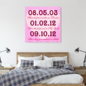 Roze Hart Speciale Dates Uitgerekt Canvas Afdruk (Insitu (Slaapkamer))