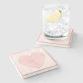 Roze hart stenen onderzetter (Zijkant)