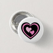 Roze Hart Sticker. Ronde Button 3,2 Cm (Voorkant /achterkant)