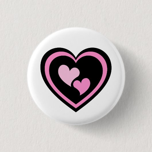 Roze Hart Sticker. Ronde Button 3,2 Cm (Voorkant)