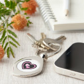 Roze Hart Sticker. Sleutelhanger (Zijkant)