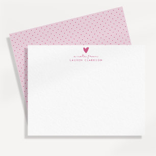 Roze Hart Stip Valentijnsdag Notitiekaart Kaart