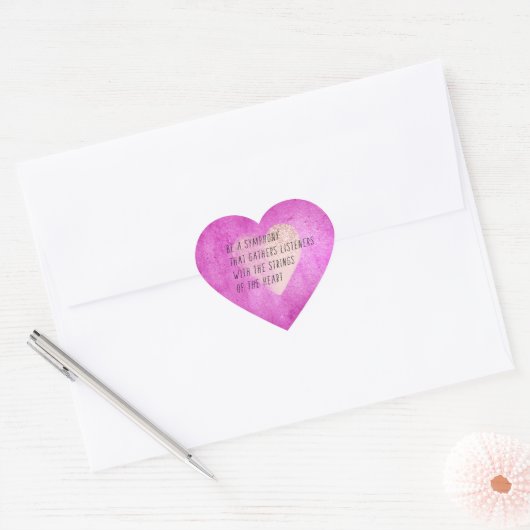 Roze Hart Strings Gedicht Sticker (Envelop)