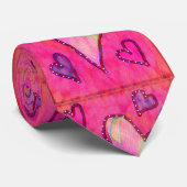 roze hart stropdas (Opgerold)