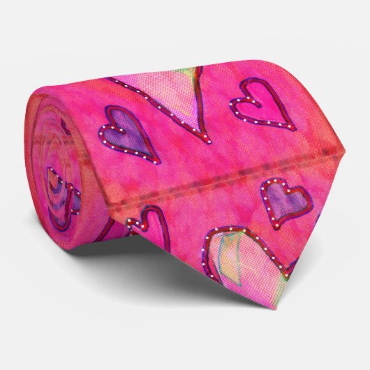 roze hart stropdas (Opgerold)