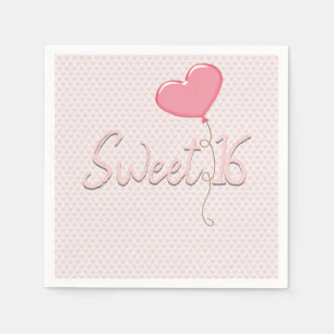 Roze Hart Sweet 16 Ballon Servet