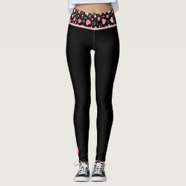 Roze Hart Tailleband op Zwart Leggings