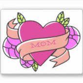 Roze Hart Tattoo MAM Flowers Liefde Plezier Sticker (Voorkant)