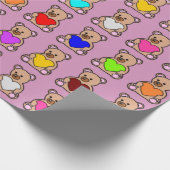 Roze Hart Teddy Bears Cadeaupapier (Hoek)
