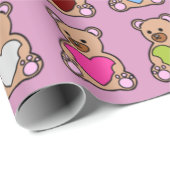 Roze Hart Teddy Bears Cadeaupapier (Rol Hoek)