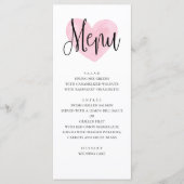 Roze hart trouwmenu. Romantisch modern diner Menu (Voorkant)